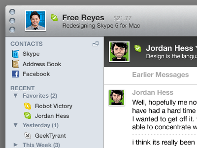 Skype 5 for Mac Re-design mac redesign skype