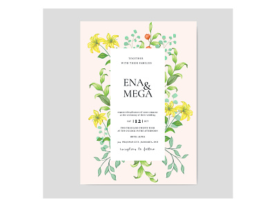 Wedding card template with beautiful floral wreath background bouquet card design elegant event floral flower frame graphic illustration invite leaf minimalist set template vector vintage wedding wreath