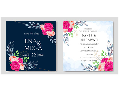 Beautiful floral frame wedding invitation card template background bouquet card design elegant event floral flower frame graphic illustration invite leaf minimalist set template vector vintage wedding wreath