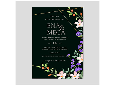 Elegant wedding card template with beautiful flowers wreath background bouquet card design elegant event floral flower frame graphic illustration invite leaf minimalist set template vector vintage wedding wreath