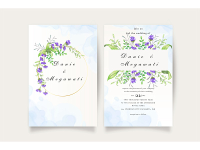 Beautiful floral wedding invitation card set