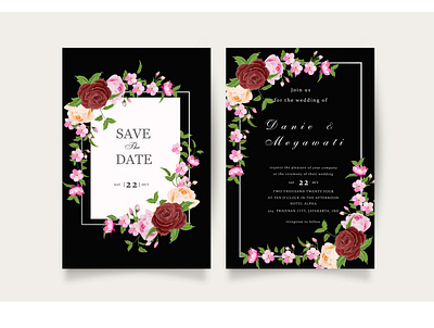 Elegant floral wedding card background beautiful border card decoration decorative design elegant floral flower frame greeting illustration invitation invite romantic template vector vintage wedding