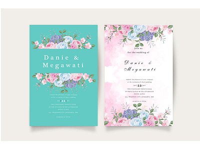 Elegant floral wedding invitation card