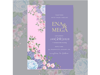 Romantic wedding invitation beautiful border card decoration decorative design elegant floral flower frame greeting illustration invitation invite romantic set spring vector wedding wreath