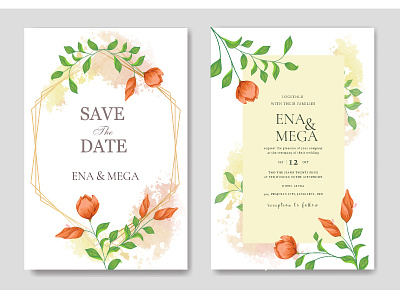 Wedding invitation set template with beautiful floral background beautiful border card celebration decoration decorative design elegant floral frame invitation invite romantic set summer template vector vintage wedding