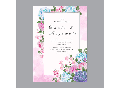 Wedding invitation template with beautiful floral background beautiful card decoration decorative design elegant floral frame graphic greeting illustration invitation invite leaf spring template vector vintage wedding