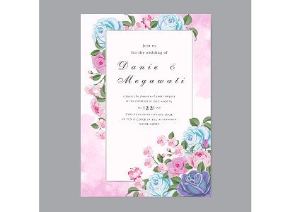 Wedding invitation template with beautiful floral