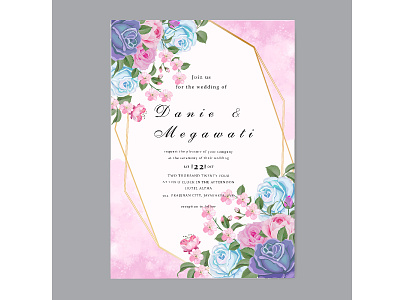 Wedding invitation template with beautiful floral