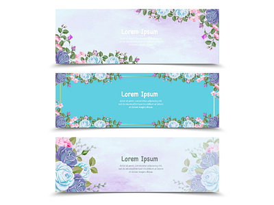 Beautiful set of three banner floral and leaves template