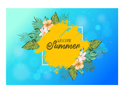 Realistic floral summer background design art background blue decoration design exotic floral flower garden illustration leaf nature plant print realistic spring summer tropical vector wallpaper