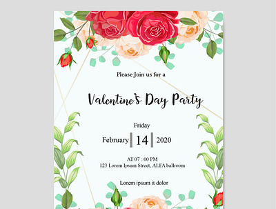 Valentine's day party invitation card 2020 2020 banner card celebration day decoration graphic greeting happy heart holiday illustration invitation love poster romance romantic template valentine vector