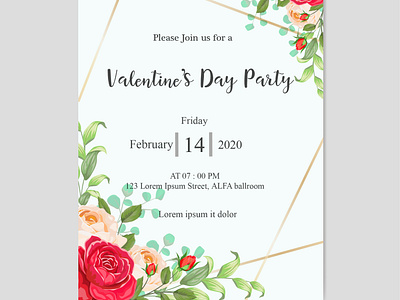 valentie's day party invitatin 2020 2020 banner card celebration day decoration graphic greeting happy heart holiday illustration invitation love poster romance romantic template valentine vector