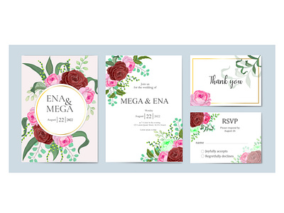 Wedding invitation card set bundle design