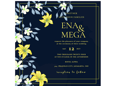 Wedding invitation tamplate with beautiful flowers and leaves abstract art background card celebration decoration design element floral flower frame graphic greeting illustration invitation pattern template vector vintage wedding