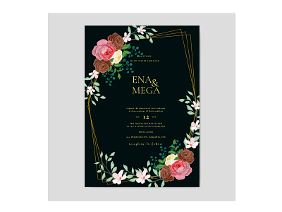 Wedding invitation card tammplate with rose flowers abstract art background card celebration decoration design element floral flower frame graphic greeting illustration invitation pattern template vector vintage wedding