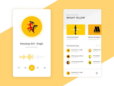 Music Recommendations by Colors Concept app cover art curated design interaction interface design music orange player playlist playlists recommendation ui ux yellow
