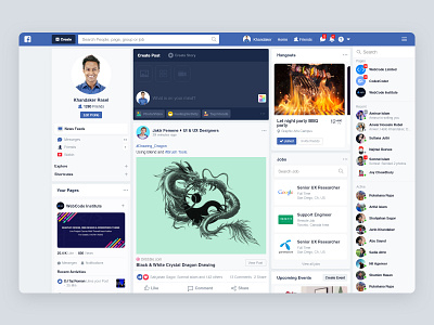 Facebook Redesign Concept app chat chatting create post event facebook facebook post facebook re design hangouts landing message newsfeed post profile social u ui uiux uiux design website