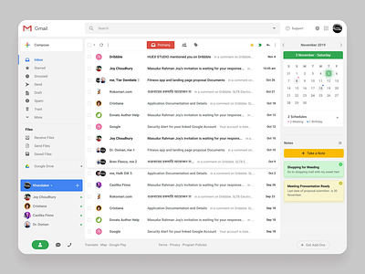 Gmail Redesign Concept 2d animation app attachment calendar chat clean design gmail interface mail redesign reply task todo typography ui upload ux web website