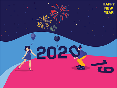 HAPPY NEW YEAR flatdesign happynewyear 2020 fun