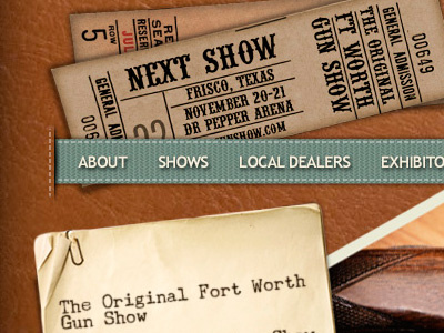 FW Gun Show - Home Page leather ribbon stitching vintage tickets