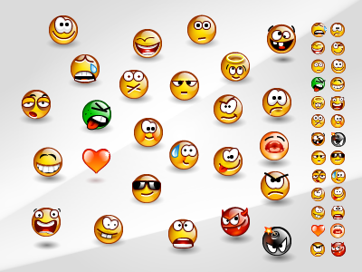 25 emoticons =) colorful emoticons expression faces glossy mood smiley stylish vector yellow