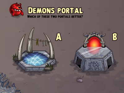 Which of these two portals better? demon design game gamedev icon porlal tablet ui