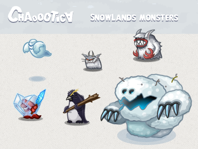 Mobile android game: Snow monsters android design game monsters new phone snow tun ui
