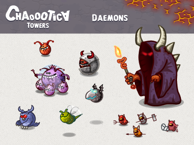 Mobile android game: Daemons android design fun game monsters new phone snow ui