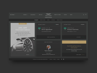 Aston Martin Newport Beach Dashboard Experience aston martin car dashboard digital luxury ui uidesign webdesign website