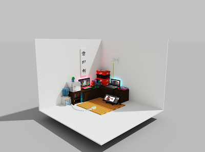 Work From Home "My Room" 3d 3d artist apartment architecture art artist concept design game art home ilustration isometric rendering room urban voxel wfh workstation
