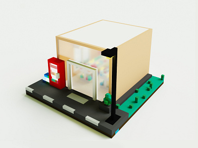 Small Shop Concept Design 3d 3d artist design game art illustration invitation rendering ui voxel voxelart