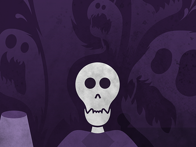Tormento bedroom dead dead inside digital art digitalillustration ghost illustrator problems purple skeleton skull texture vector