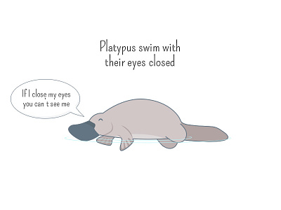You can't see me animal animal fact childhood closed cute eyes fact platypus swim swimming water