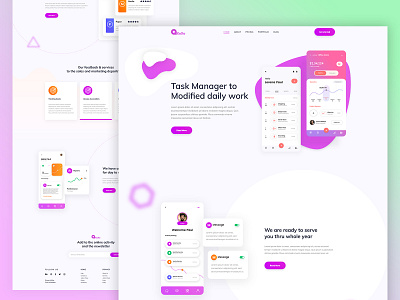 Landing Page Design-Task Manager daily work service landing page design task manager ui ux