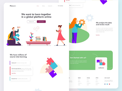 Pro Learn- Landing Page Design ( Learning Agency) 2020 2020 design 2020 trend 2020 trends 2020 ui trends 2020calendar business clean ui color creative creative design illustration landing page concept landing page design landing pages learning agency minimal typography ui ux