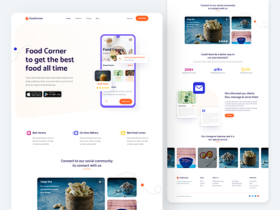 Food Corner- Landing page design 2020 2020 design 2020 trend 2020 trends 2020calendar business clean ui color creative design illustration landing page landing page concept landing page design landing pages landingpage minimal typography ui ux web design