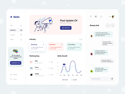 Skillo || Career & Experience Tracking Dashboard product ui ux web website