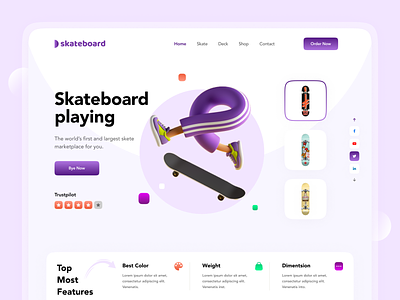 Skateboard || Landing Page Hero Exploration product ui ux web website