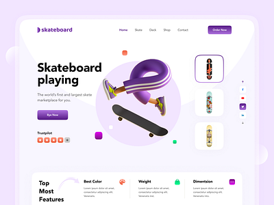 Skateboard || Landing Page Hero Exploration