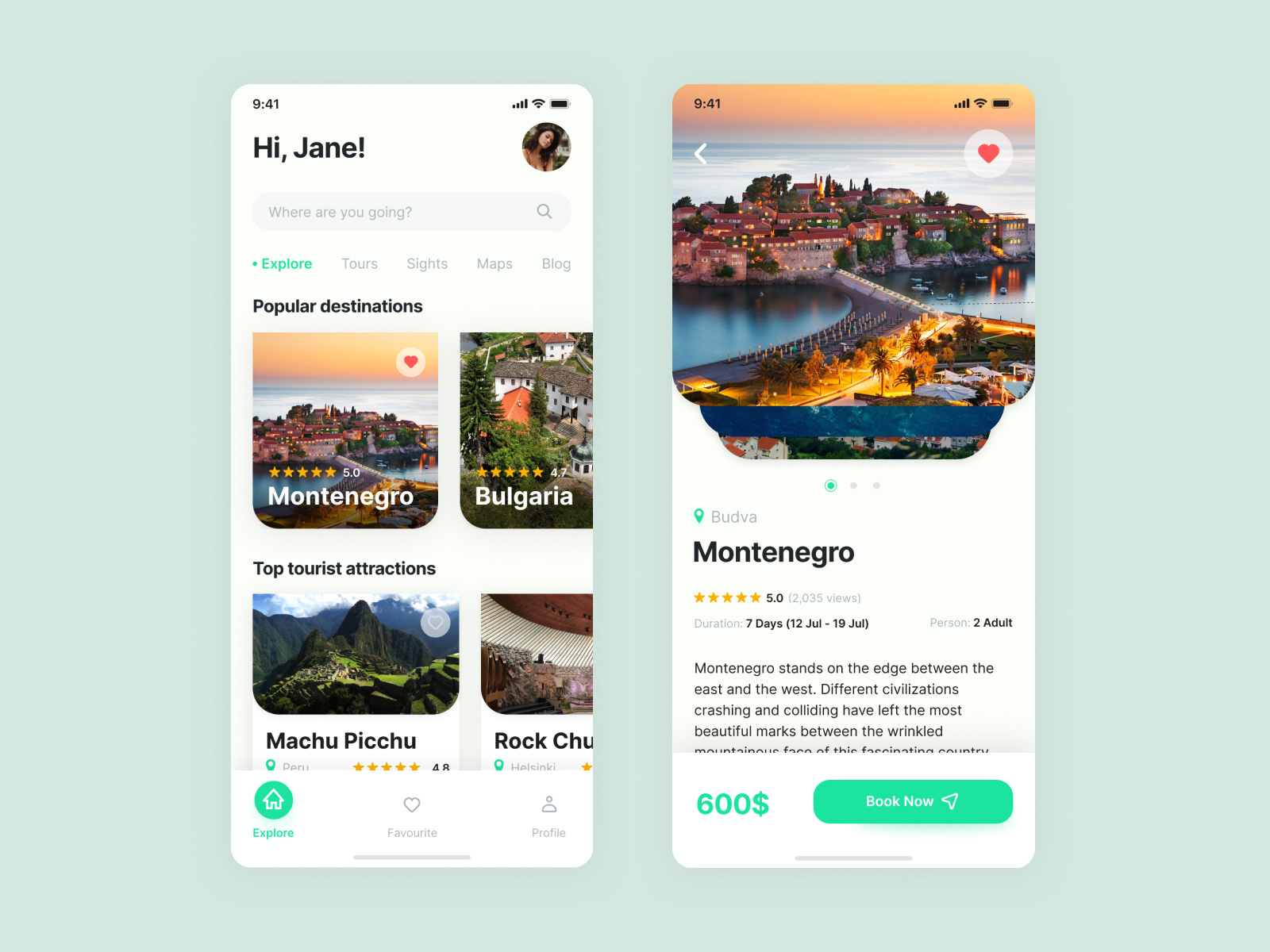 Travel App | UI design concept by Katherine Moskalenko on Dribbble