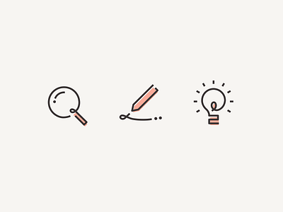 Icons for my portfolio web site animaiton bulb hand drawn icons illustration light magnify pen search
