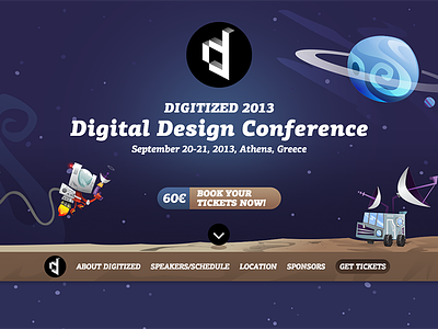 Digitized Digital Design Conference 2013 character conference design digital digitized header illustration menu parallax planet singlepage space