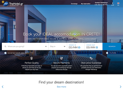 Villa/Hotel booking homepage redesign
