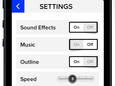 Settings screen app flat game ios iphone off on schema settings slider switch