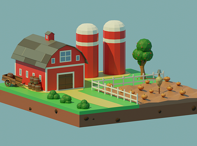 Tiny farm 3d 3d art art b3d blender design farm games lowpoly pretty