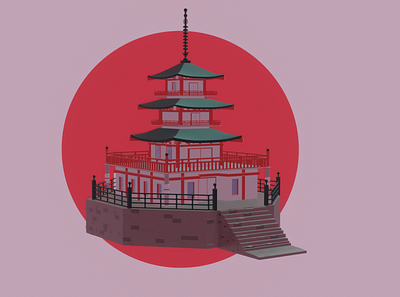 Japanese castle 3d 3d art art b3d blender castle culture design games japanese art lowpoly pretty simple