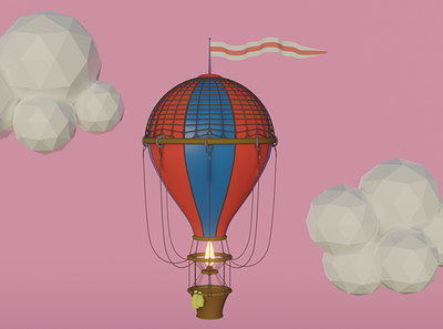 Balloon in the sky 3d 3d art art b3d balloon blender design games lowpoly pretty simple sky