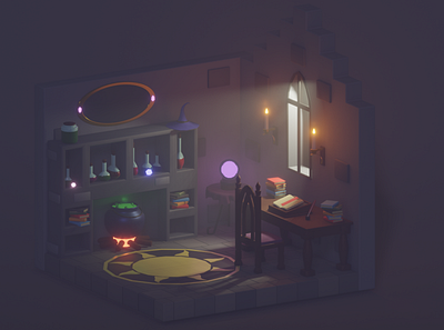 Magic room 3d 3d art art b3d blender design games lowpoly magic minimal pretty room simple