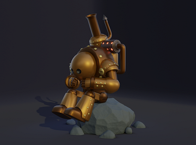 Sad Robot 3d 3d art art b3d blender design design art games lowpoly pretty robot simple