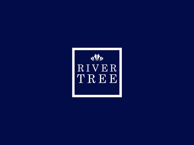 RiverTree blue branding corporate logo shape square symbol typography white